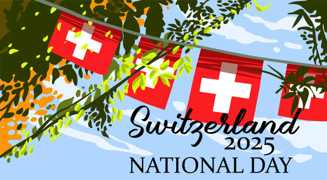 Switzerland national day celebration event vector design - Powered by Adobe