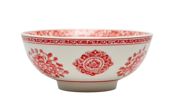 mini bowl with red motif isolated on a transparent background