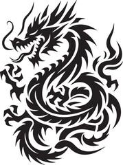 Tribal Dragon Tattoo vector  Design black on white background