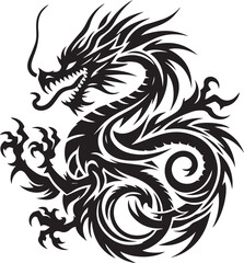 Tribal Dragon Tattoo vector  Design black on white background