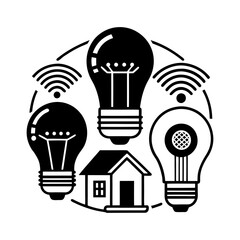 smart home light bulbs controlled by voice silhouette vector art