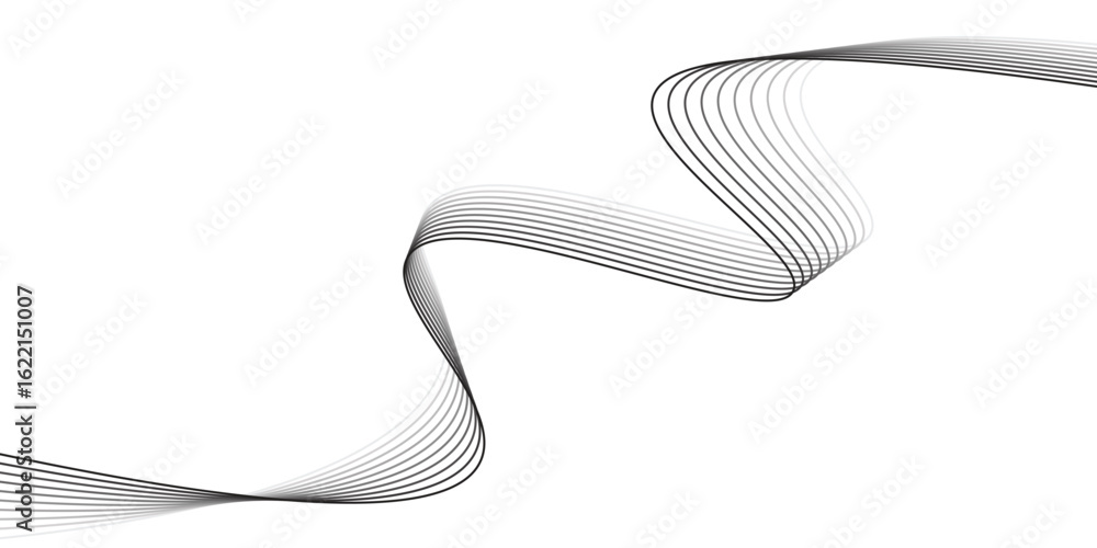 Poster abstract black smooth wave on a white background. dynamic sound wave. design element. vector illustr