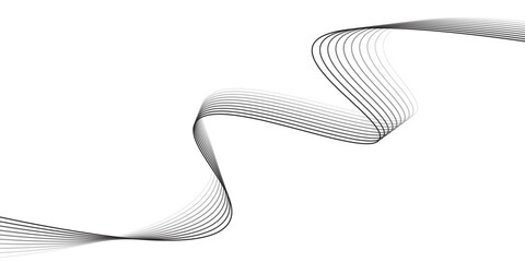 Abstract black smooth wave on a white background. Dynamic sound wave. Design element. Vector illustration. lines waving