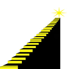 Obraz premium Stairway to success, climbing steps towards a shining star goal. Abstract concept of ambition and achievement.