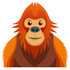 Modern Orangutan Vector on White