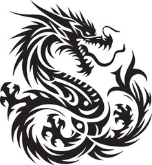 Tribal Dragon Tattoo vector  Design black on white background