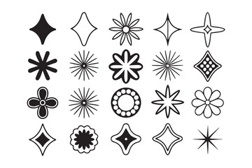 Collection of 24 minimalist geometric shapes and icons