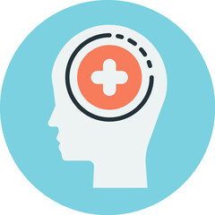 Positive thinking, mental health, wellbeing, brain, plus symbol, healthy mind, self-care concept.