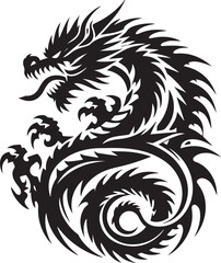 Tribal Dragon Tattoo vector  Design black on white background
