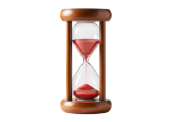 Time Management Concept: Elegant Wooden Hourglass with Pink Sand