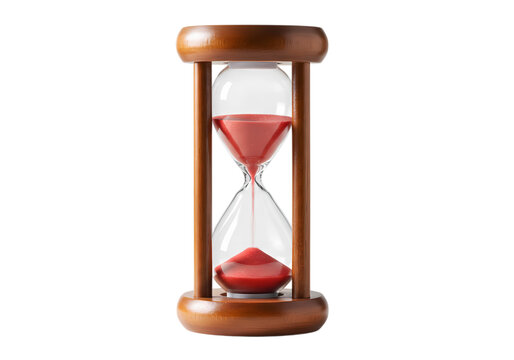 Time Management Concept: Elegant Wooden Hourglass with Pink Sand - Powered by Adobe