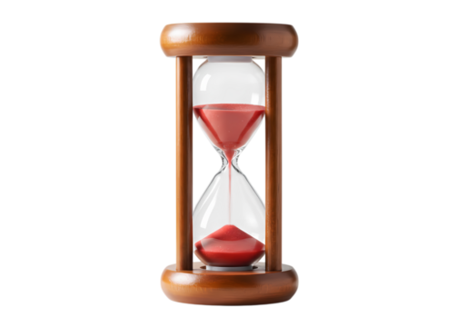 Time Management Concept: Elegant Wooden Hourglass with Pink Sand