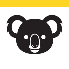 Obraz premium Simple black koala head icon. A minimalist vector graphic of an Australian animal face, isolated on a white background.
