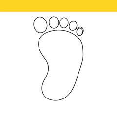 Obraz premium Minimalist human footprint linear icon. Simple bare foot sole contour drawing for concepts of walking, steps, and podiatry.