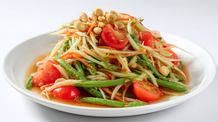 Vibrant Photorealistic Som Tum Salad with Fresh Ingredients and Colorful Presentation