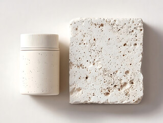  Minimal Skincare Packaging with Volcanic Textured Stone Background