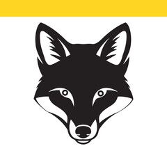 A bold, symmetrical vector illustration of a fox head. This black and white graphic is ideal for a modern logo, icon, or emblem design.