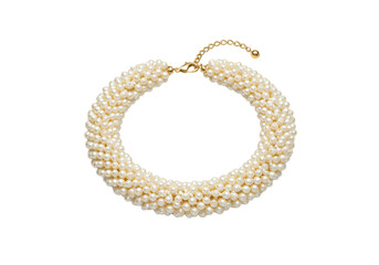 Obraz premium Elegant Pearl Choker Necklace: Woven Design, Gold Clasp