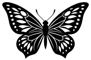 Vector art of silhouette of black and white butterfly