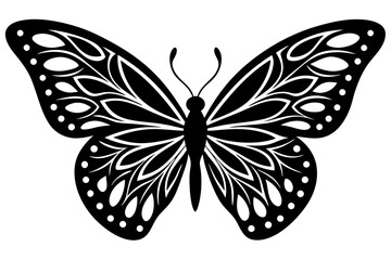Vector art of silhouette of black and white butterfly