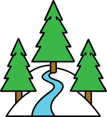 snowy forest path icon on transparent background