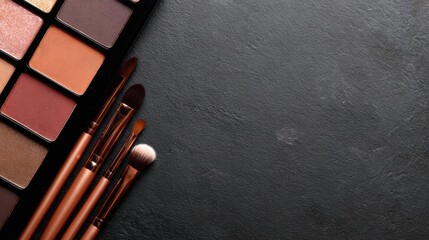 Elegant Eyeshadow Palette Featuring Soft Brushes on a Sleek Matte Surface With Ample Space for Creativity and Artistry