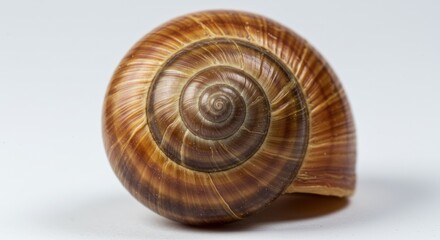 Close-up of Brown Spiral Shell on White Background