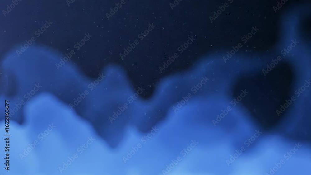 Poster blue abstract topographic lines creating a face emerging from fluid shapes