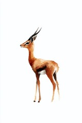 Graceful Gerenuk Minimalist Watercolor Portrait Captures Elegant Antelope in Artistic Style