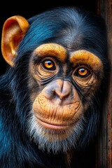 Intriguing CloseUp of a Chimpanzee A Professional Portrait Capturing Intelligence and Expression
