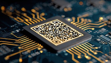 QR code embedded in a circuit board. 