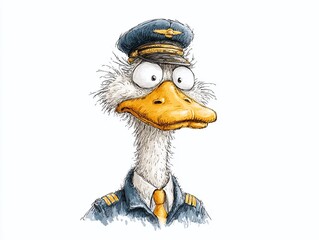 A Hilarious Cartoon Ostrich Airplane Pilot A Zany Flight of Fancy Featuring a Unique Avian Aviator in a