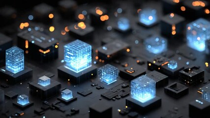 A hooded figure, obscured face, uses a laptop displaying a red padlock icon, set against a grid of red lights - Powered by Adobe