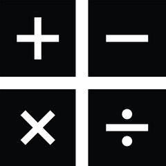 Fototapeta premium Math symbols, divide and multiply, minus and plus. Mathematical Calculator Sign Icon Set including Plus Minus Divide Multiply Symbols. Vector Image. eps 10