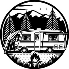 rv (linocut style)