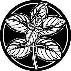 basil plant (linocut style)