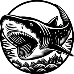shark (linocut style)