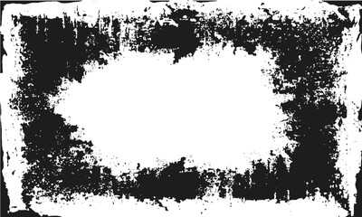 Black grunge texture border frame on white background . Grunge black edge frame over clean white backdrop  
Textured black grunge border on white surface  
