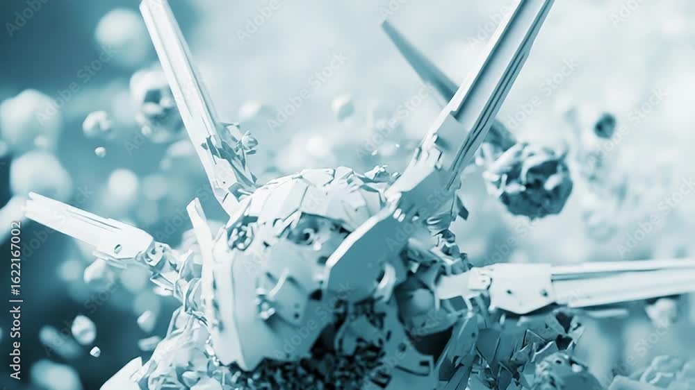 Poster futuristic nanobot exploring microscopic world with advanced technology