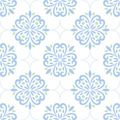 Soft Blue Floral Seamless Pattern with Curved Petals