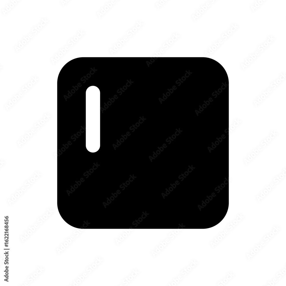 Aufkleber black rounded rectangle with a vertical white slot on the upper left side of the rounded rectangle s