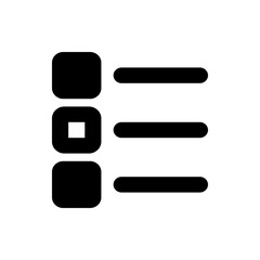 Black rounded square shapes aligned vertically with horizontal lines on the right side of the image icon