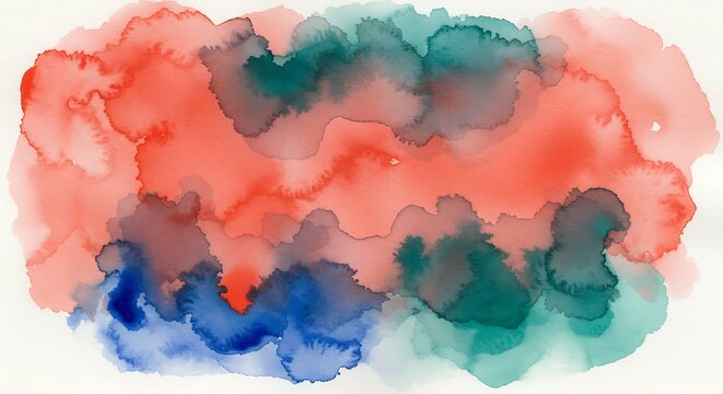 Watercolor Dreamscape: Coral, Teal, and Indigo Flow