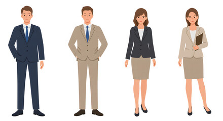 Fototapeta premium Flat-Style Business Character Vector Set — Diverse Professional Office Avatars for Corporate Animation, UI Design, and Explainer Videos in Clean Minimalist Style