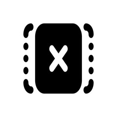 Fototapeta premium Illustration of a black rounded square containing a white x with dotted lines on either side icon