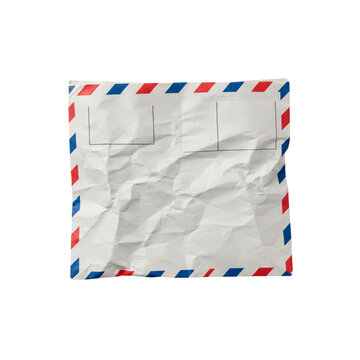 Crumpled airmail letter. This lost letter tells story. A vintage letter from past.
