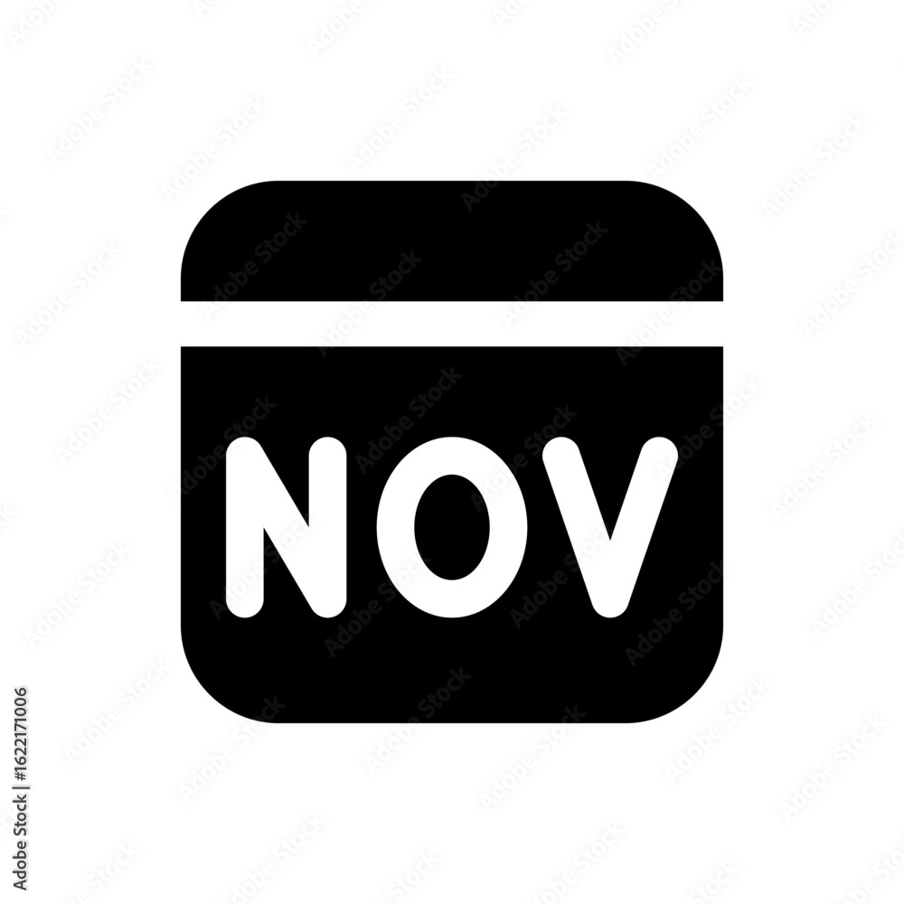 Poster icon of a november calendar page with rounded corners and a horizontal line indicating the date disp