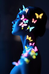 Woman portrait with butterflies