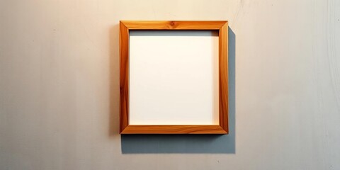 Rustic square wooden frame mounted on a textured wall,  farmhouse decor,   wood