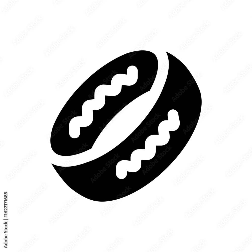 Aufkleber illustration of a single coffee bean with a wavy line pattern in a black and white color scheme desi